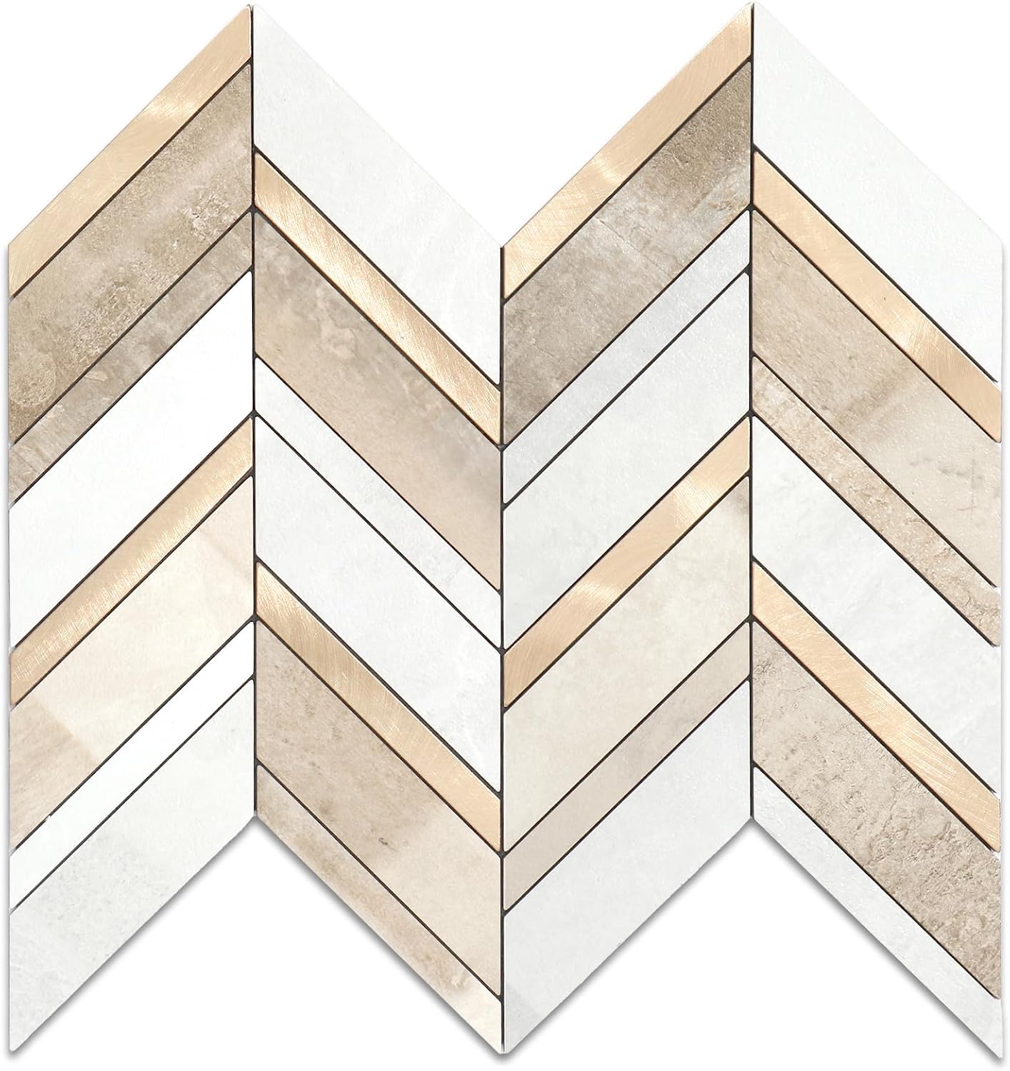 Yipscazo 10-Sheet Herringbone Backsplash Peel and Stick Tile, Polished White PVC Stick on Backsplash for Kitchen, Waterproof Self Adhesive Wall Tile for Bathroom