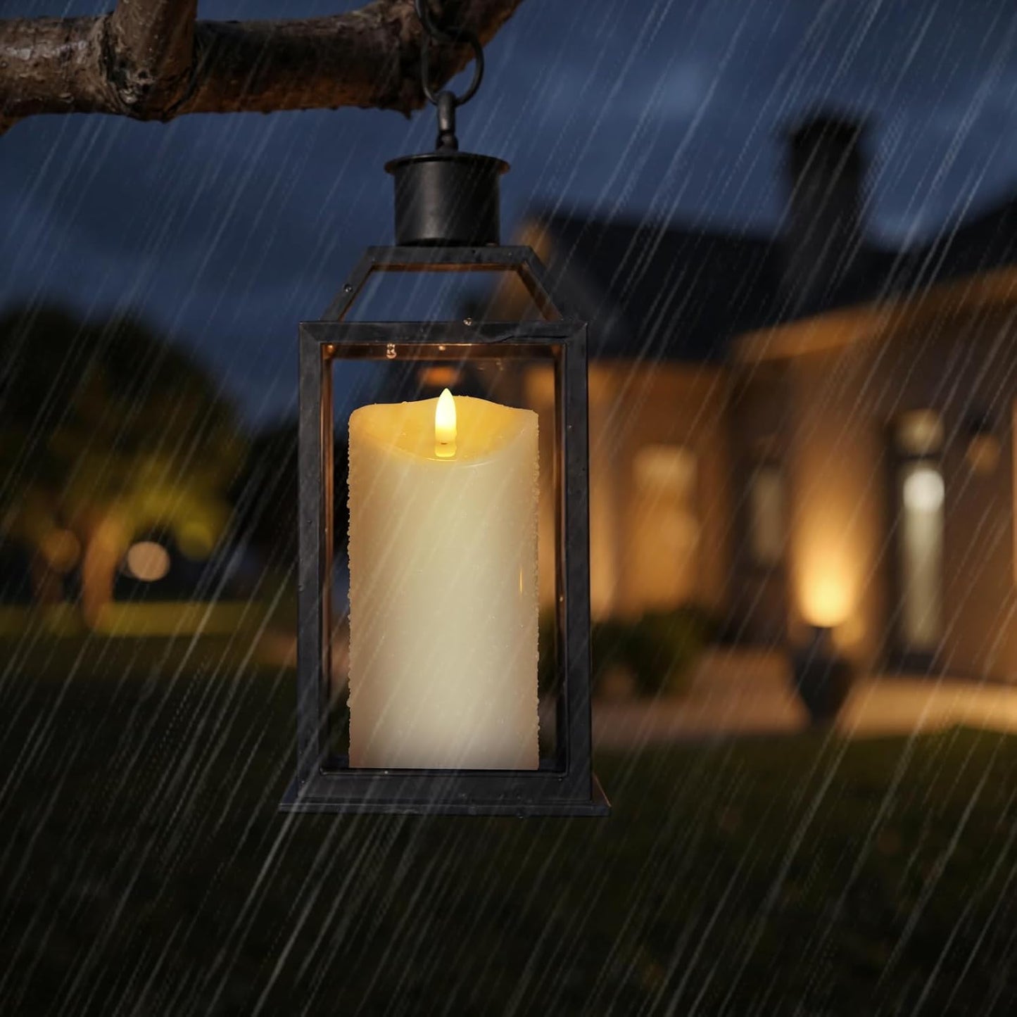 Outdoor Flameless Candles with Remote Timer - Waterproof Realistic Flickering LED Pillar Electric Battery Operated Fake Candle for Holiday Home Wedding Fireplace Decor - Ivory White 3 Pack (4”6”8”)