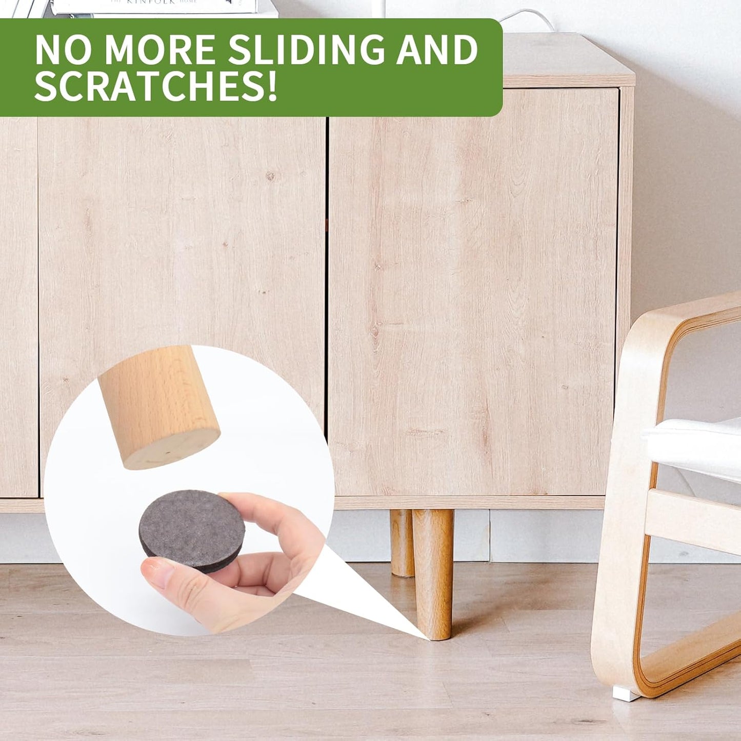Non Slip Furniture Pads 36 PCS 1'' Square - Anti Slip Furniture Pads - Self Adhesive Rubber Feet Furniture Feet - Chair Leg Floor Protectors - Keep Furniture in Place