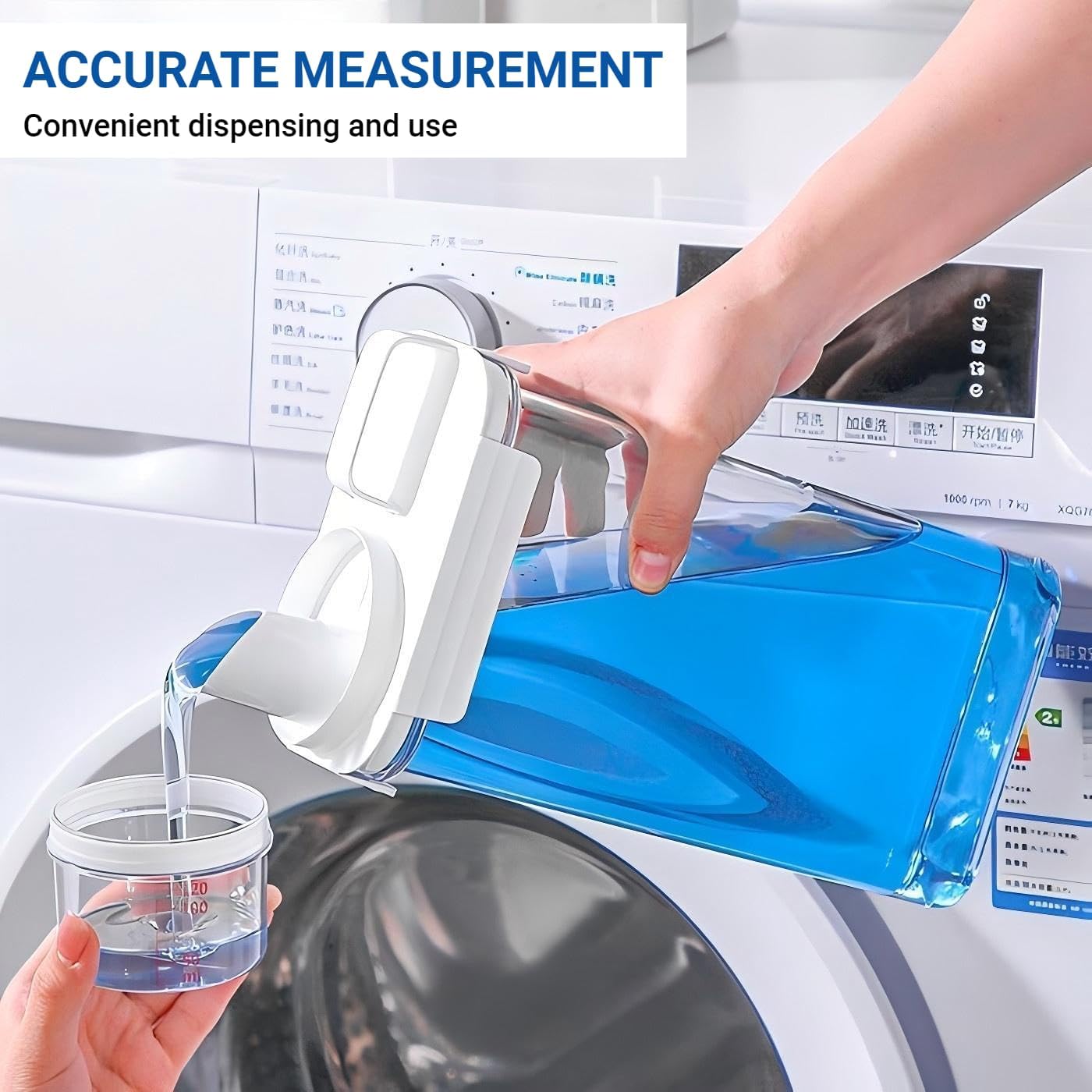 Laundry Detergent Dispenser - 61oz Refluxable Plastic Liquid Laundry Detergent Container for Laundry Room Organization