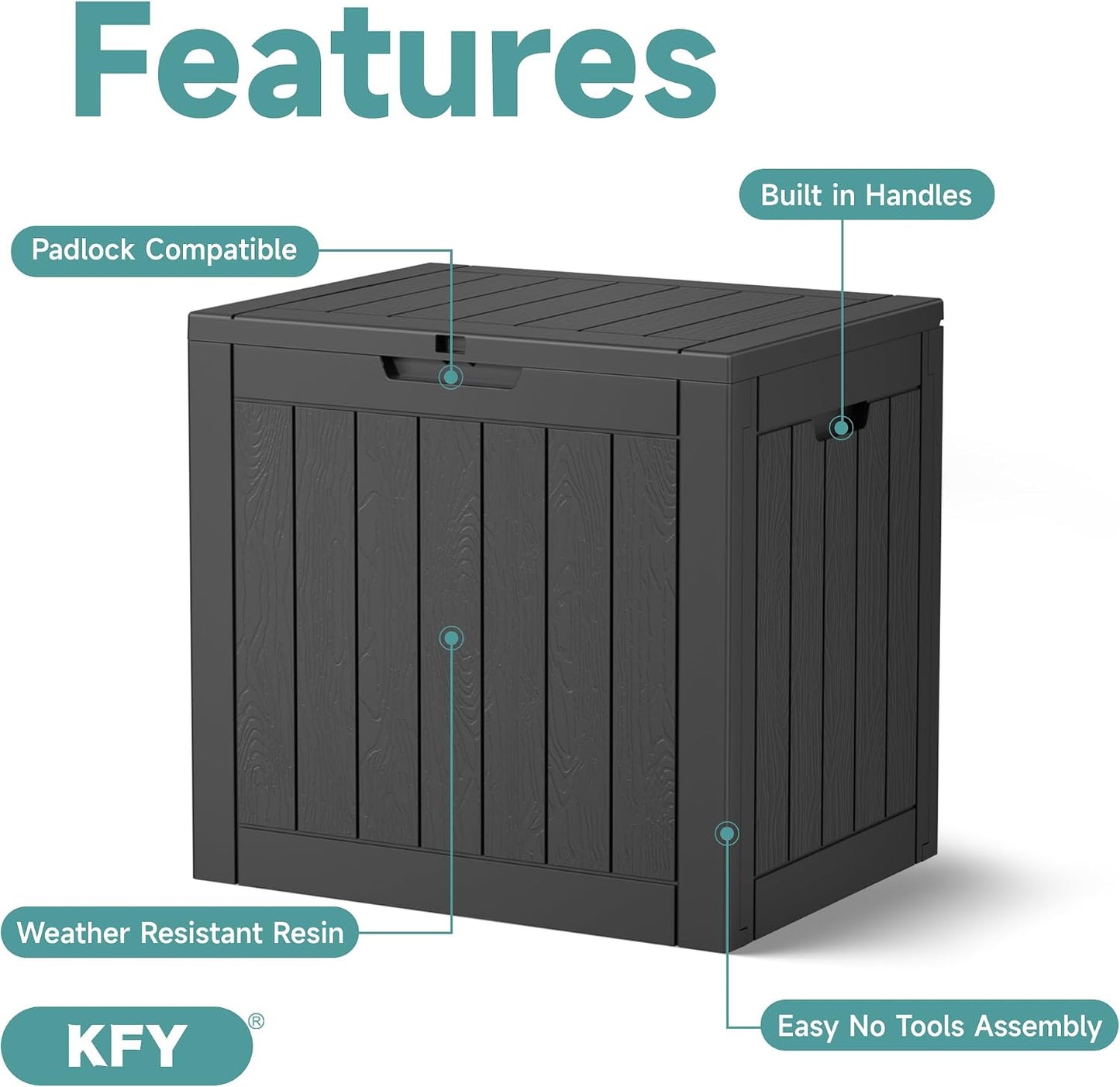 320 Gallon Waterproof Outdoor Storage Box, UV Resistant Resin Deck Box with Hydraulic Rod for Reinforced Stability, Perfect for Patio, Garden, and Pool（Black，320 Gallon）