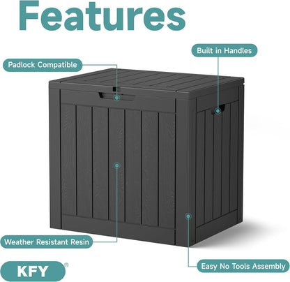 320 Gallon Waterproof Outdoor Storage Box, UV Resistant Resin Deck Box with Hydraulic Rod for Reinforced Stability, Perfect for Patio, Garden, and Pool（Black，320 Gallon）