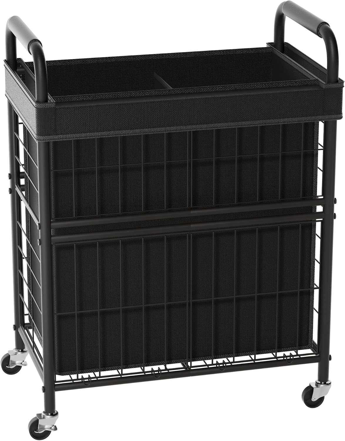 Laundry Hamper 3 Section, 145L Rolling Laundry Sorter Basket with Wheels, 3 Compartment Clothes Organizer Cart, Pull-Out Removable Bags for Laundry Room, Bathroom, Bedroom, White
