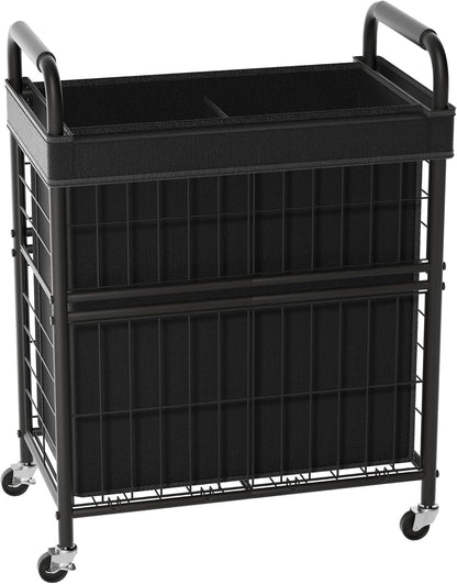 Laundry Hamper 3 Section, 145L Rolling Laundry Sorter Basket with Wheels, 3 Compartment Clothes Organizer Cart, Pull-Out Removable Bags for Laundry Room, Bathroom, Bedroom, White