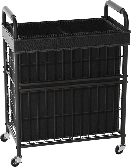 Laundry Hamper 3 Section, 145L Rolling Laundry Sorter Basket with Wheels, 3 Compartment Clothes Organizer Cart, Pull-Out Removable Bags for Laundry Room, Bathroom, Bedroom, White