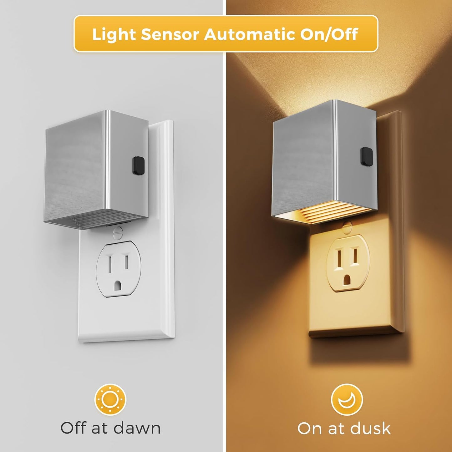 L LOHAS LED Motion Sensor Night Light, [2-Pack] Plug in Night Light with Motion Sensor and Dusk to Dawn Sensor, Brightness Adjustable, 3000K Soft White Nightlight for Bathroom Hallway Kitchen