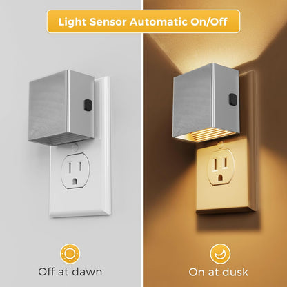 L LOHAS LED Motion Sensor Night Light, [2-Pack] Plug in Night Light with Motion Sensor and Dusk to Dawn Sensor, Brightness Adjustable, 3000K Soft White Nightlight for Bathroom Hallway Kitchen