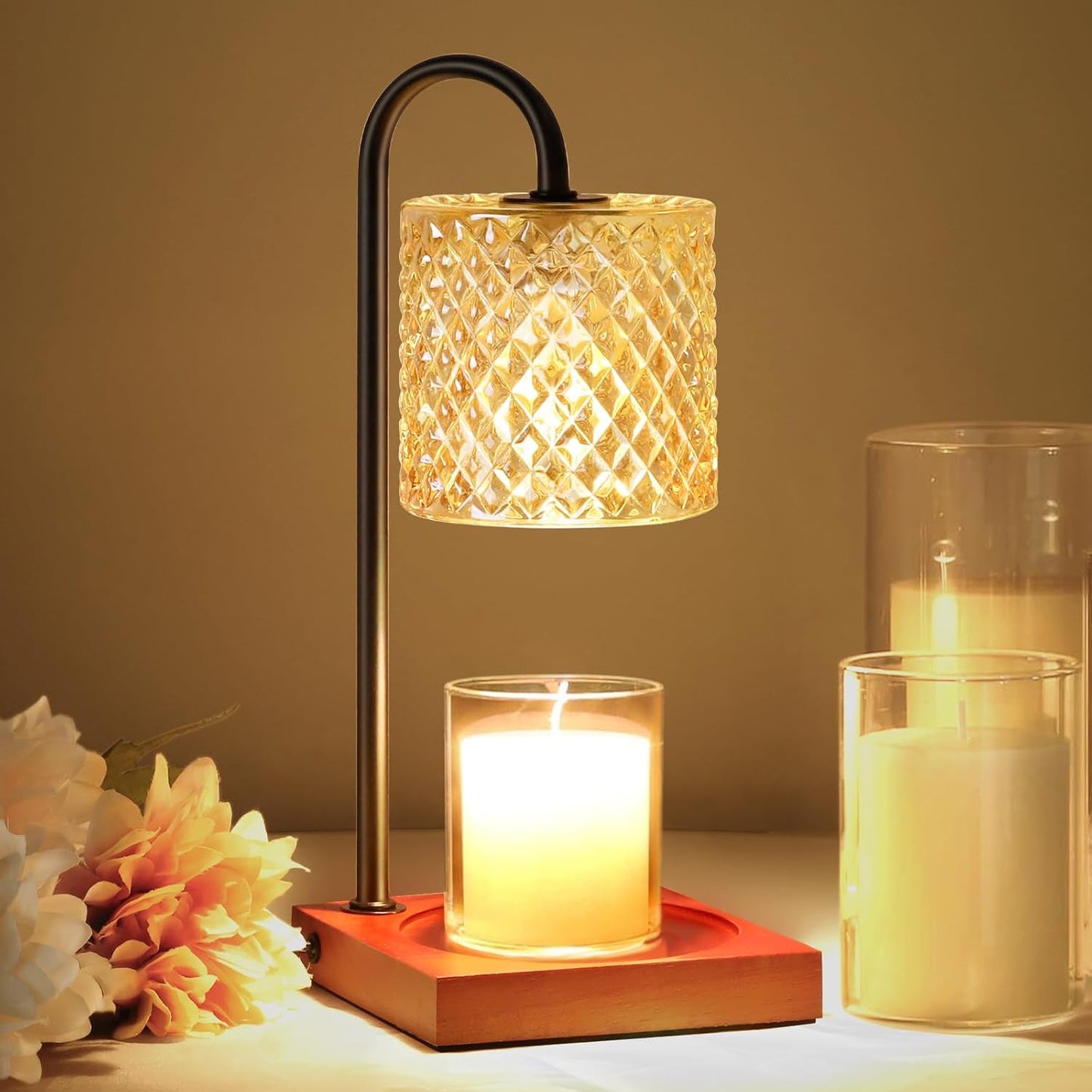 TigQiang Candle Warmer Lamp with Timer Dimmer, Birthday Gifts for Women Mom, House Warming Gifts, Elegant New Home Decor, Wax Warmer for Jar Candles, Heater Lamp for Scented Wax, Clear Glass