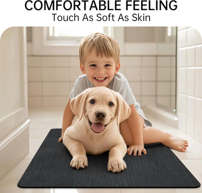 Mecko Bath Mat Rug, Rubber Non-Slip Quick Dry Absorbent Thin Bathroom Rugs Fit Under Door Bathroom Floor Mats-Shower Rug for in Front of Bathtub, Sink, Shower Room(Light Grey,16"x24")