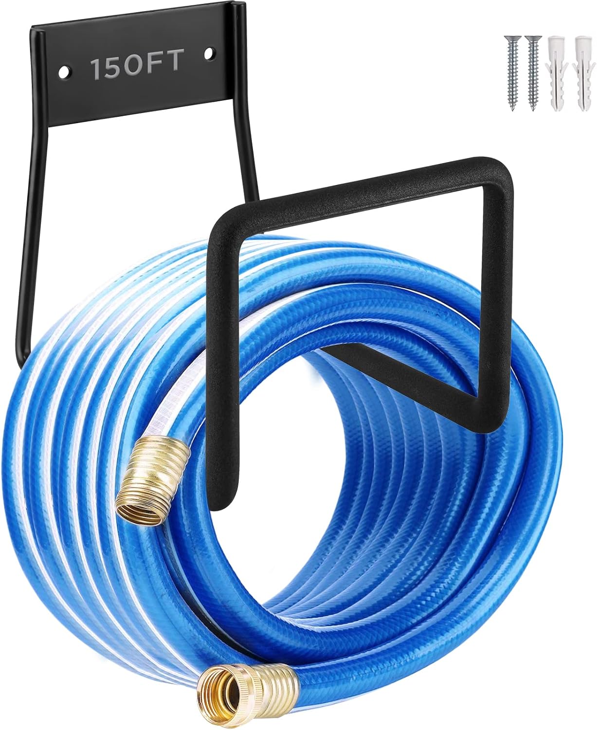 Metal Garden Hose Holder, Heavy Duty Wall Mount Hose Hanger for 150 FT | Rust-Resistant Wall Mount Hose Holder for Garden, Water & Expandable Hoses, Garage, Patio, Yard, Shed & Outdoor Storage