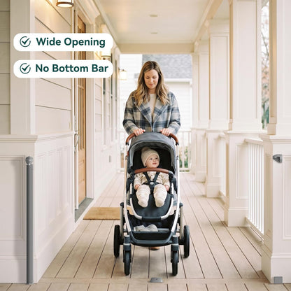 Babepai Retractable Baby Gates for Stairs, Retractable Dog Gate for Indoor/Outdoor Use | Child Gates for Doorways, Deck, Porch, Hallways, Patio (White, 55" Wide 34" Height)