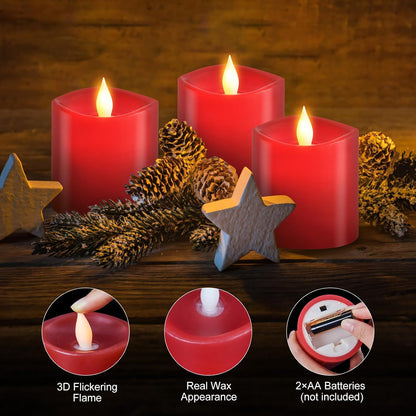3x4 Flickering Flameless Candles Set of 3,Real Wax Pillar LED Candles,with Timer,4 inch Flameless Candles with Remote,for Party Wedding Holiday Home Decor,Ivory