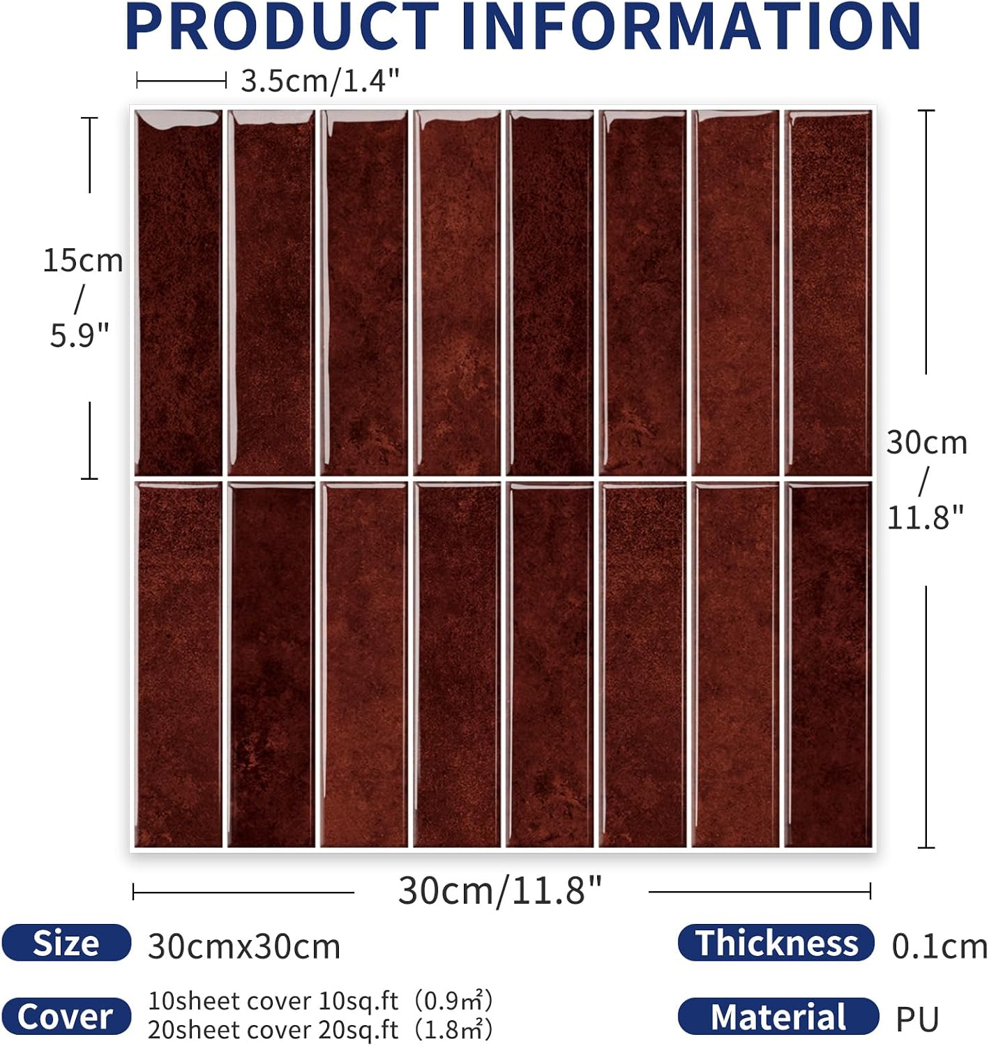 MORCART Peel and Stick Backsplash, 10 Sheets of 11.8"x11.8" - 3D Adhesive Waterproof Wall Tiles for Kitchen, Bathroom, Living Room, Subway Tiles, Gray-Apricot