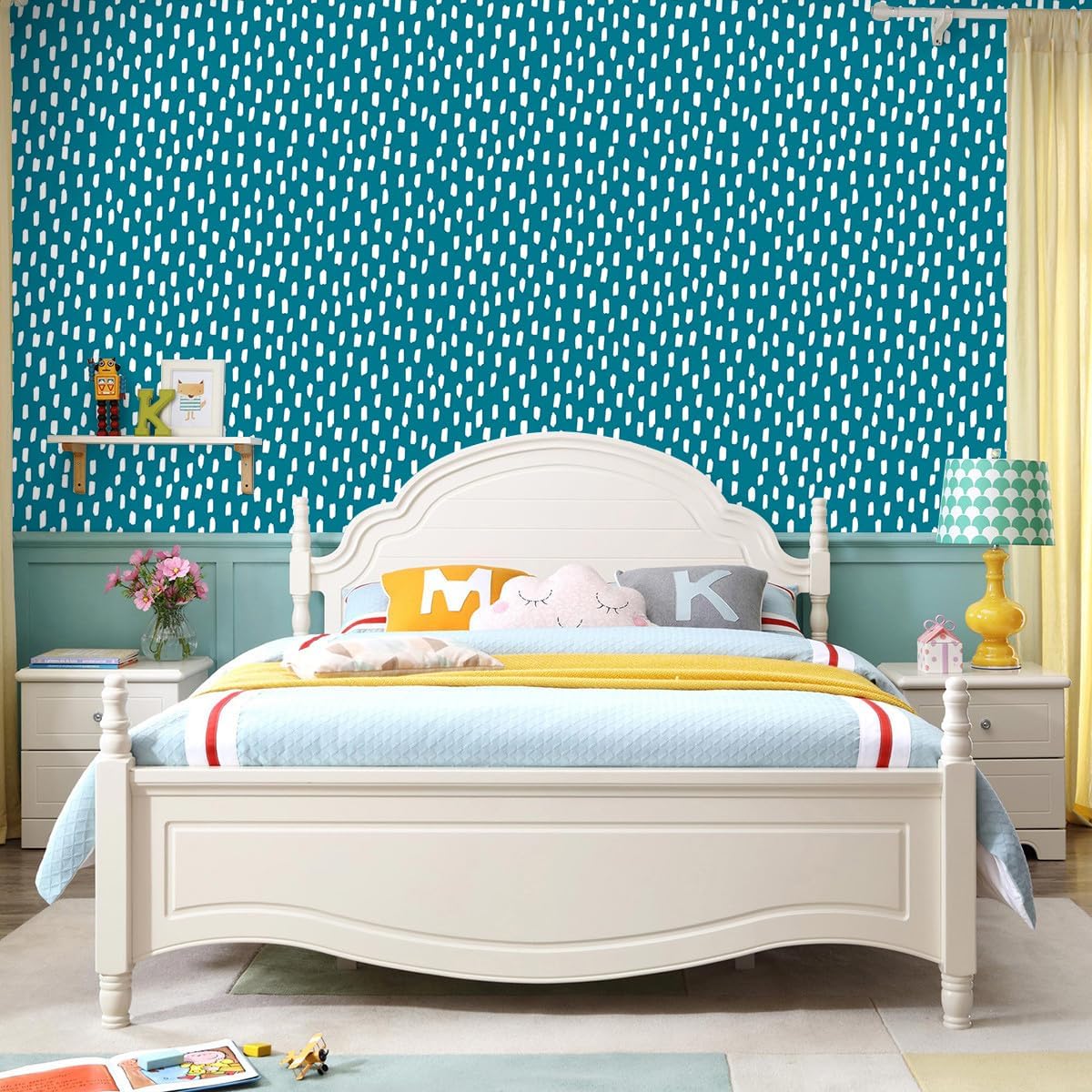 HAOKHOME Peel and Stick Wallpaper Boho Modern Dots Wall Paper Removable for Bathroom Caramel/White Contact Paper 17.3in x 9.8ft