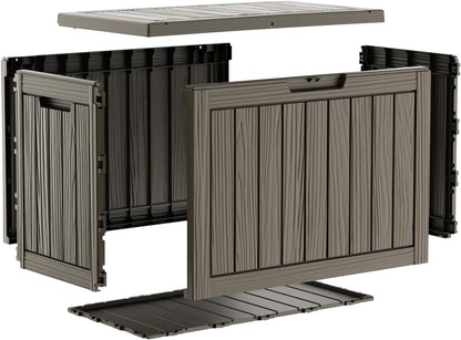 Vixzen 55 Gallon Deck Boxes Outdoor Waterproof, Lockable Resin Storage Box with lid for Furniture Cushions, Weatherproof Containers Outside Storage Boxes for Garden Patio Pool Tools(Black, 55 Gallon)