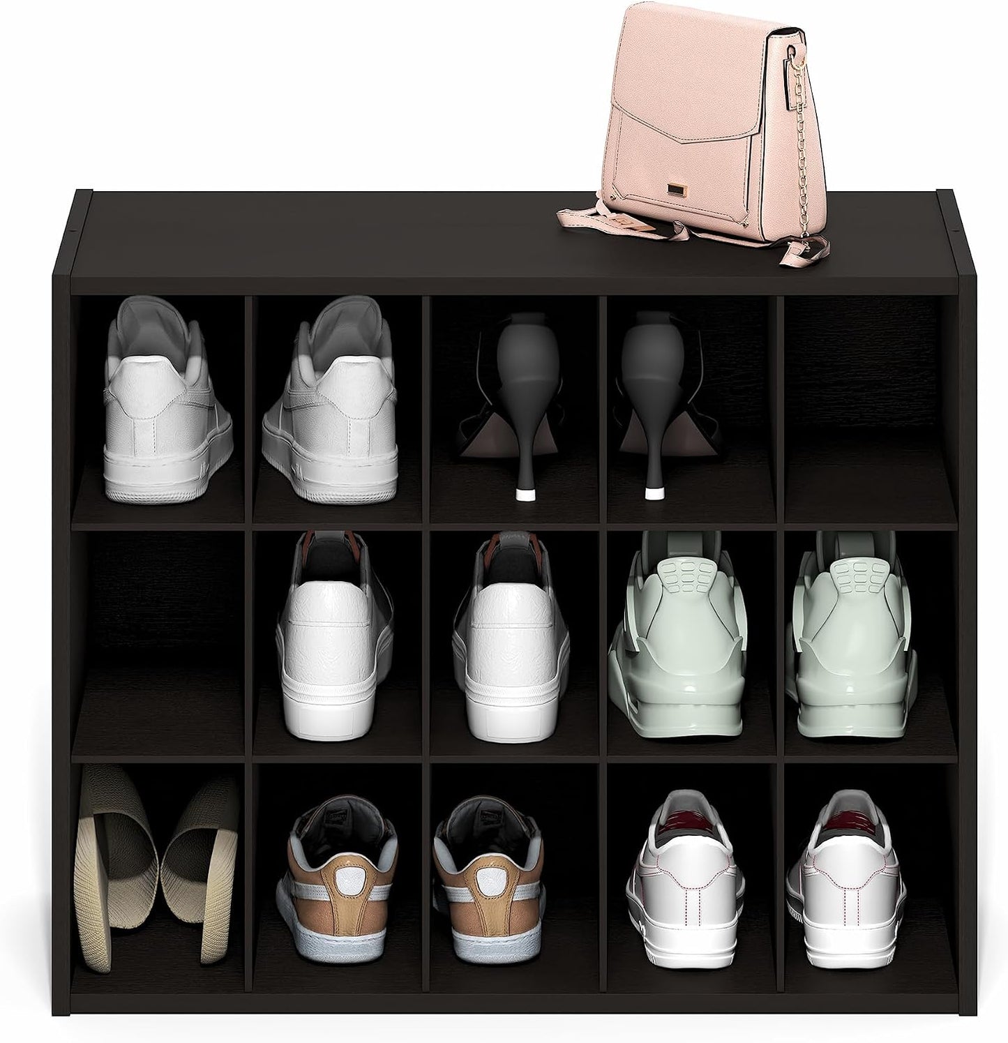 Furinno FANO Shoe Rack, 24-Inch Width 2-Tier Shoe Organizer, Stackable Shoes Storage, 11.7 x 24.2 x 11.7, for Closet Entryway, Office, Garage, Amber Pine