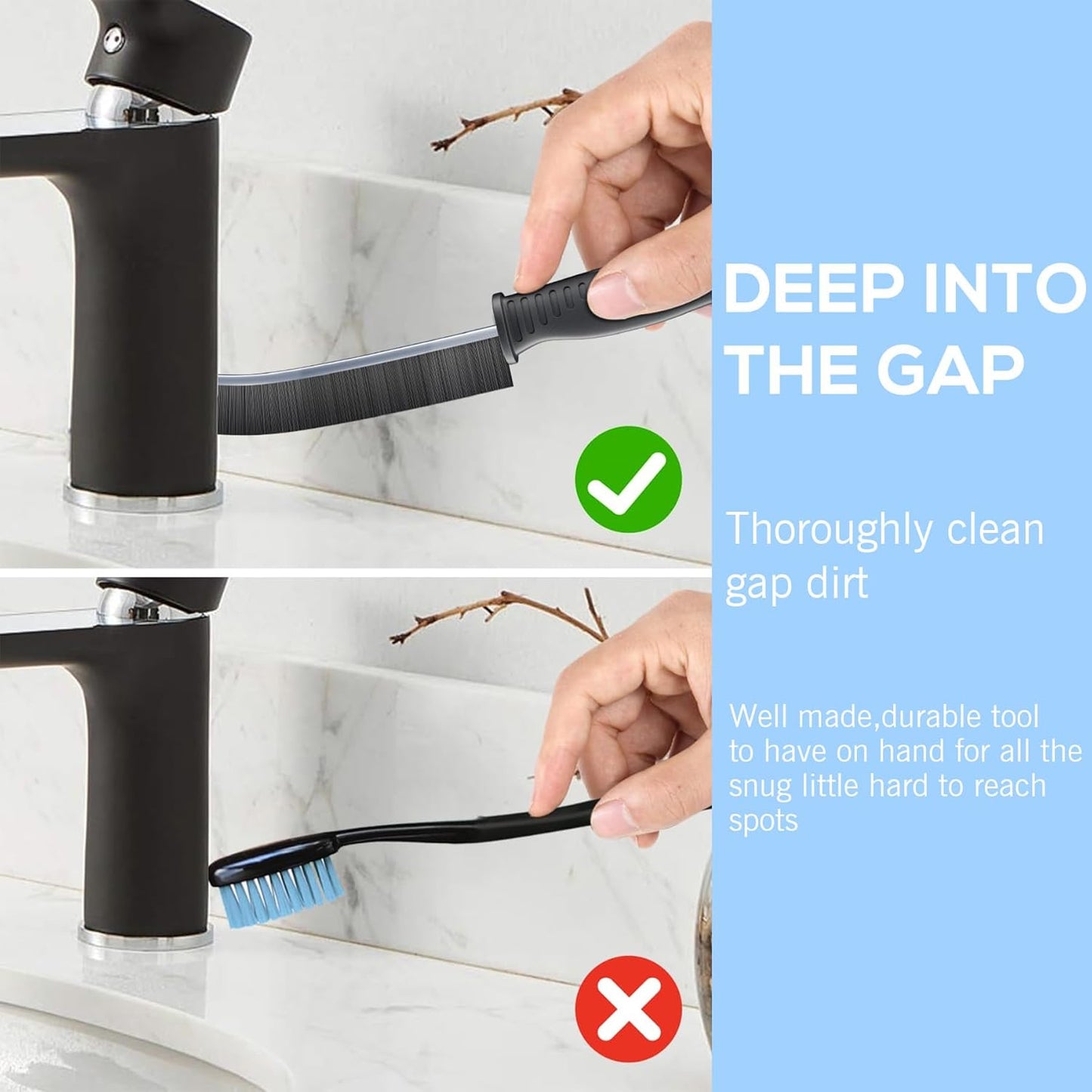 2-Pack Deep Cleaning Brush Set with Hard Bristles for Kitchen Sink, Bathroom Grout, Tight Corners, Bottles and Hard-to-Reach Crevices