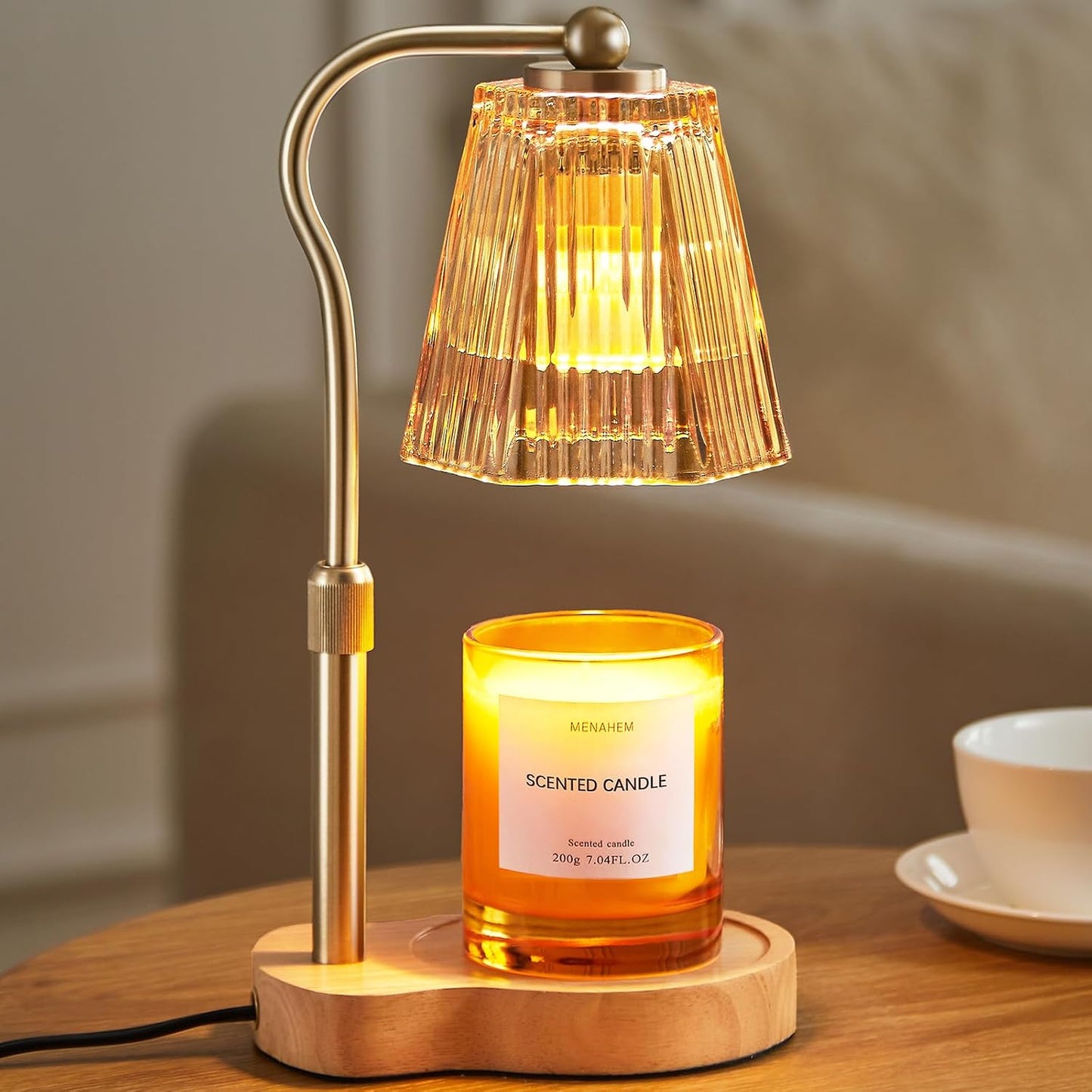 Candle Warmer Lamp with Timer & Dimmable Settings, Adjustable Height Flameless Scented Wax Melter for Jar Candles, Elegant Home Decor Warmer Lamp with 2 Bulbs, Gift for Women Mom Friend Family, Black