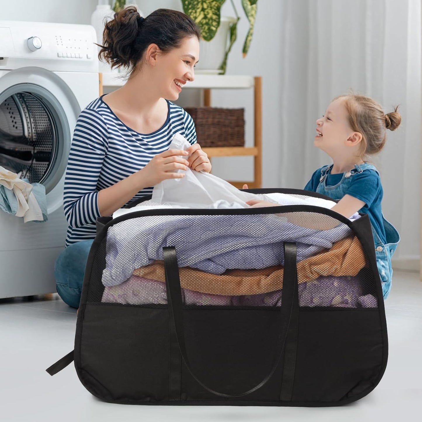 Collapsible Laundry Baskets with 3 Compartment, 150L Tear-proof Pop Up Hamper, Foldable Laundry Basket with Tote Handles, Dirty Clothes Hamper for Laundry, Bedroom, Bathroom, Dorm Grey
