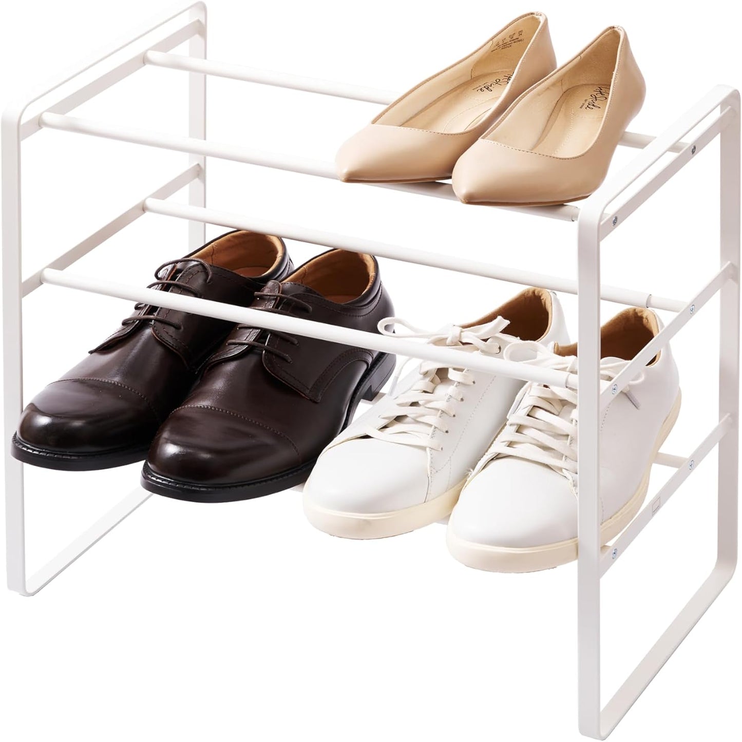 YAMAZAKI Home Frame Adjustable Shoe Rack - Spacesaving Storage Solution, 7" - Steel - Holds Up to 4 Pairs of Shoes Per Shelf