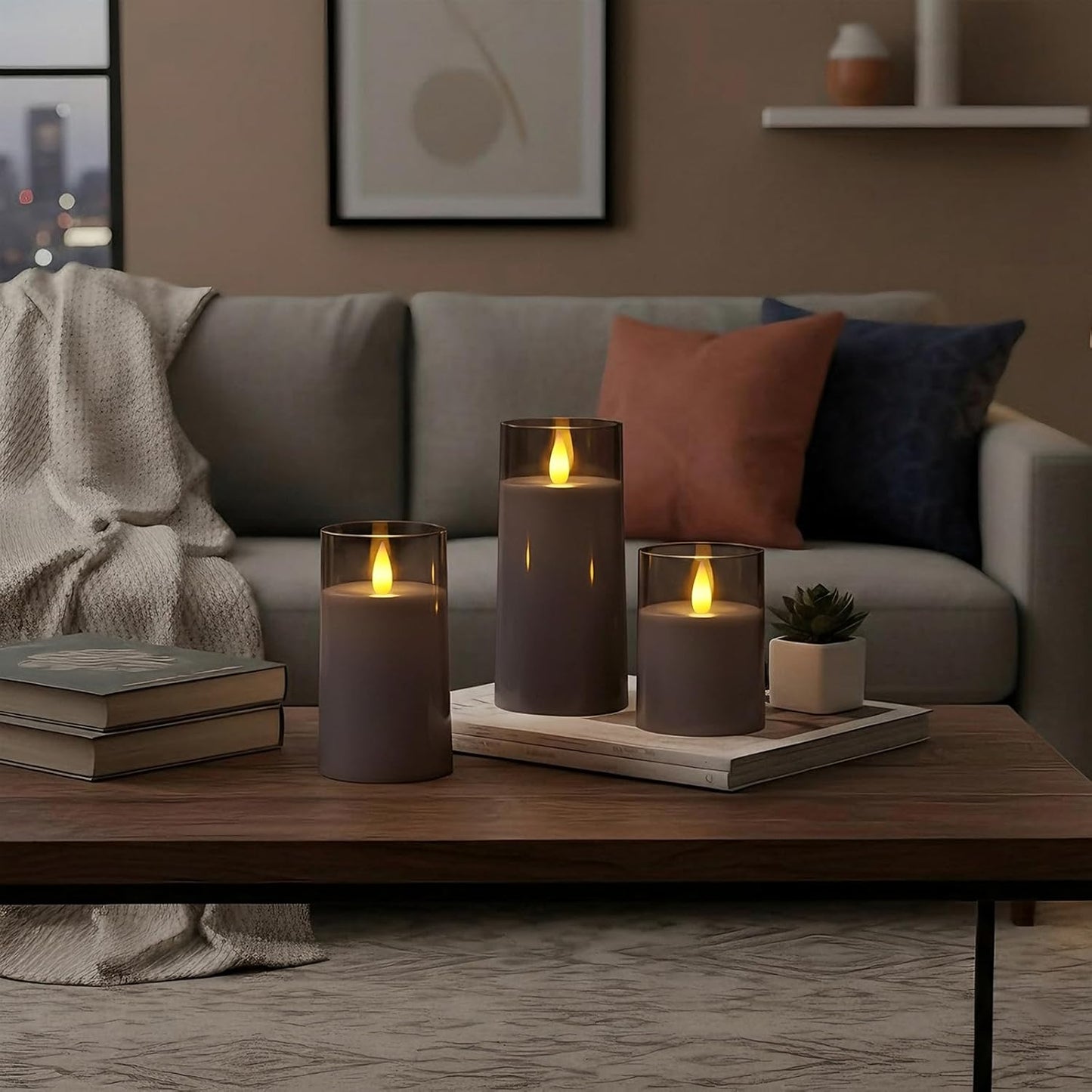 Raycare Flameless Electronic Pillar Candles with Remote Control and Timer- Battery Operated Realistic Flickering LED Fake Candle for Home, Wedding, Valentine's Day, Decor,White,Set of 2(3"x6"6")