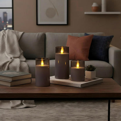 Raycare Flameless Electronic Pillar Candles with Remote Control and Timer- Battery Operated Realistic Flickering LED Fake Candle for Home, Wedding, Valentine's Day, Decor,White,Set of 2(3"x6"6")
