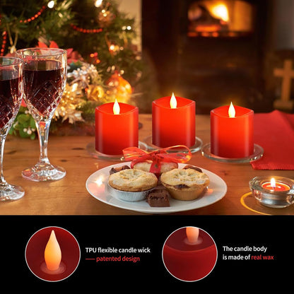 3x3 Flickering Flameless Candles Set of 2, 2AA Battery Life 600 Hours Battery Candles Flickering with Timer,3 inch Flameless Candles with Remote for Indoor/Outdoor, Ivory
