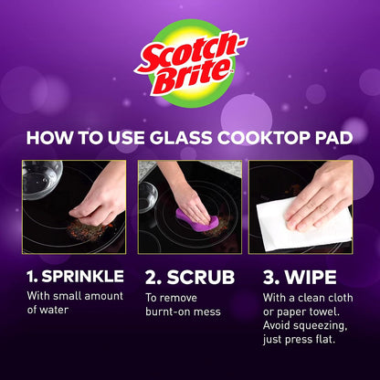 Scotch-Brite Scratch-Free Glass Cooktop Pads, Chemical Free Cleaning for Glass Stovetops, Tackle Burnt-On Messes, 2 Cleaning Pads