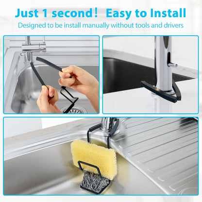 Sink Caddy Sink Sponge Holder - Faucet Rack Shower Tray - Kitchen and Bathroom Metal Organizer Hanging Fix Around Faucet