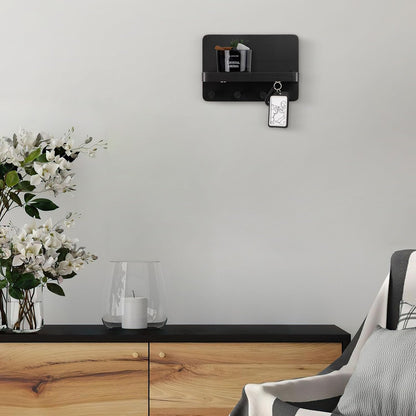 Nekon Key Holder for Wall with Shelf, Pine Wooden Key Hanger Wall Mounted, Farmhouse Wall Organizer for Home Entryway & Apartment (Standard, Wood)