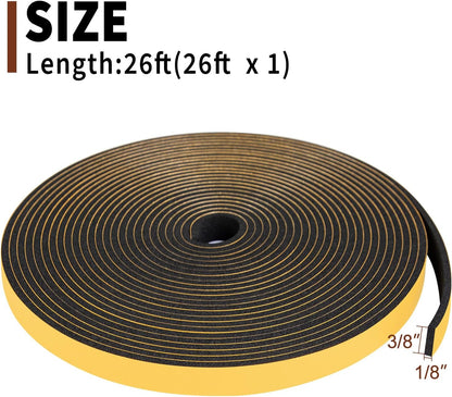 Yotache Self Adhesive Foam Gasket Tape 1/2" W X 1/2" T (New Adhesive Craft) for Doors Soundproofing Weather Seal Strip Insulation, 13 Ft Length