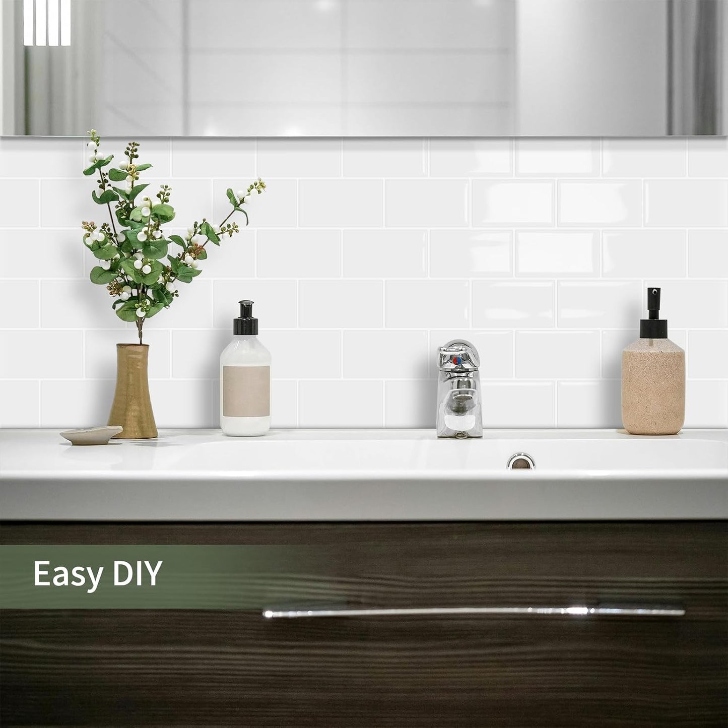 10-Sheet Thick Peel and Stick Kitchen Backsplash Tiles(Green,12"×12") | 3D Subway Waterproof Self-Adhesive Wall Tile Stick on Backsplash for Kitchen and Bathroom