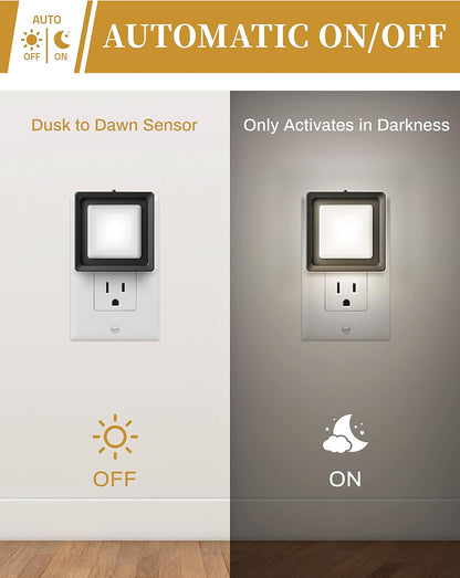 DORESshop LED Night Light, Night Lights Plug Into Wall [2 Pack] with Dusk-to-Dawn Sensor, Dimmable Nightlights, Adjustable Brightness for Bathroom, Hallway, Bedroom,Kids Room,Stairway,Soft White