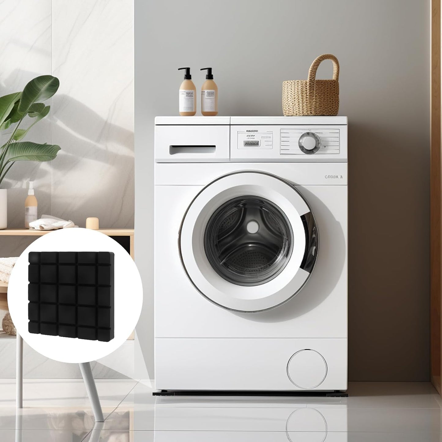 4 Pack Anti Vibration Pads for Washing Machine Square 2.36" x 2.36" x 0.35" Rubber Isolation Pads Support Foot Floor Pad for Laundry Room Air Conditioner Washer And Dryer Stand Black