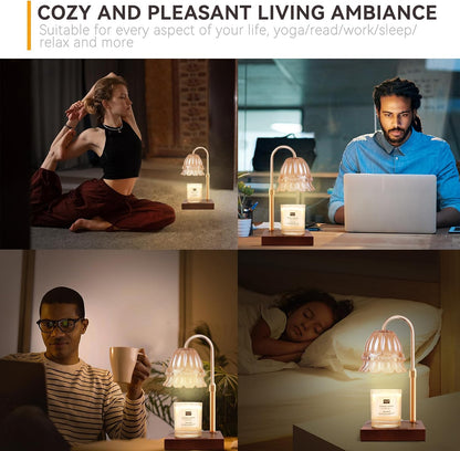 Candle Warmer Lamp with 3 Bulbs, Adjustable Height Dimmable Candle Warmer with Timer, Candle Lamp with Charming Gift Box Ribbon,Birthday Gifts for Women Mom, House Warming Gifts New Home Decor