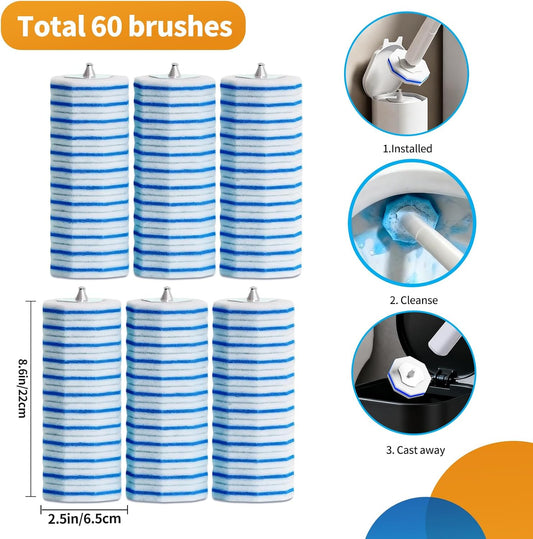 Disposable Toilet Brush - Toilet Bowl Cleaner, Toilet Cleaning Supplies, Toilet Brush with Holder, Toilet Bowl Cleaner Wands，40 Refills for Toilet Cleaning and Hygienic Bathroom Maintenance