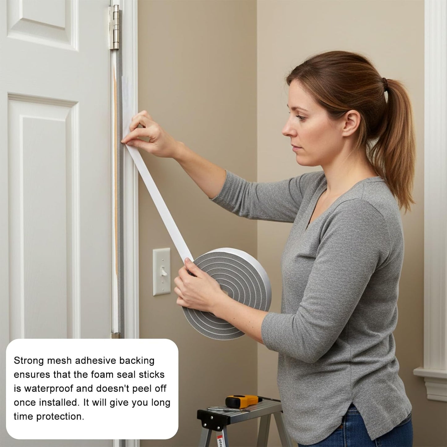 Weather Stripping Door Seal Strip, Self Adhesive Foam Tape Weatherstrip, Door Soundproofing Weatherproof Insulation Closed Cell Tape for Doors, Windows, Air Conditioners (1.2"x 0.4"x 2.18 Ft, Grey)