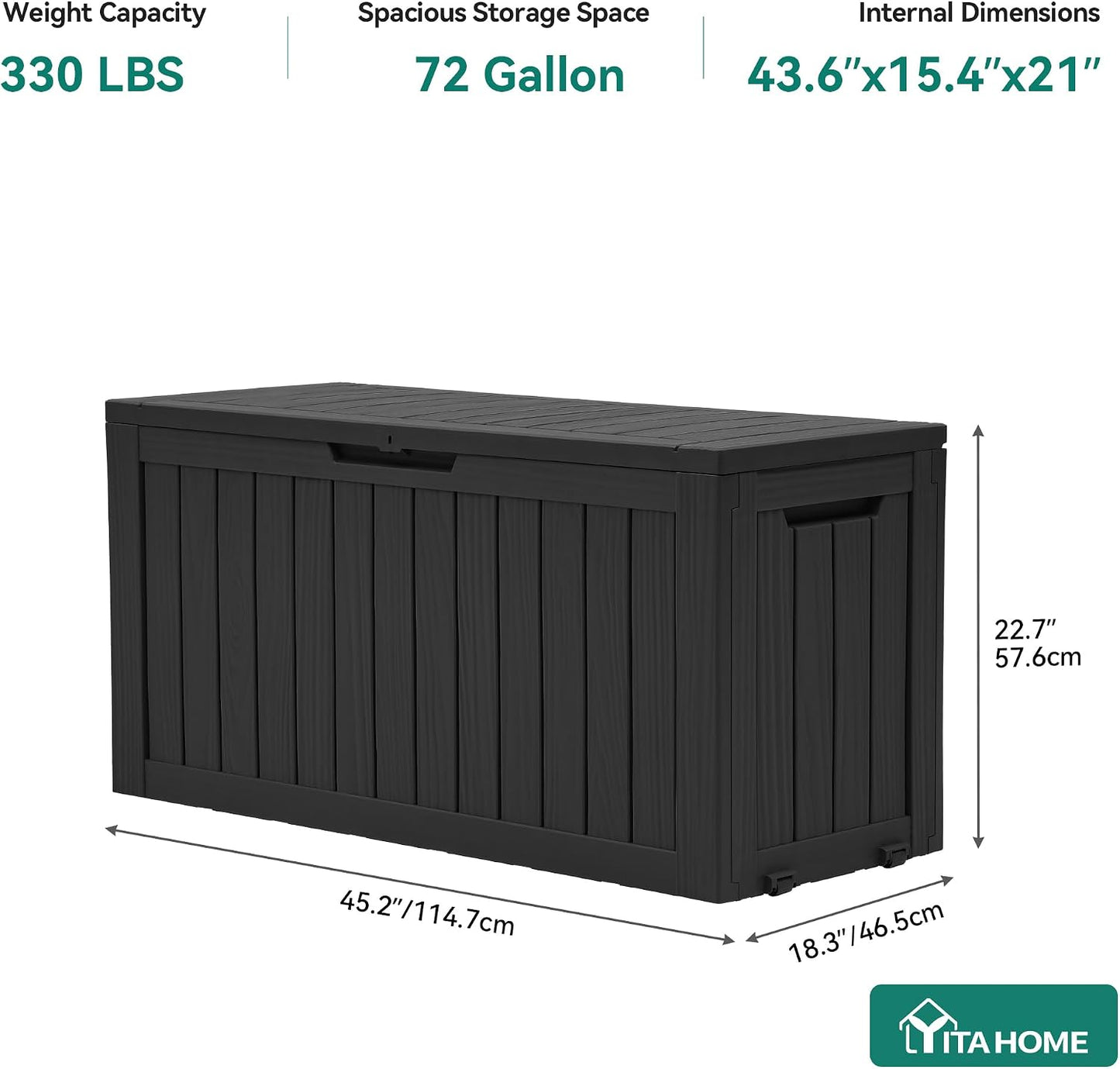 YITAHOME 31 Gallon Outdoor Storage Deck Box | Waterproof Resin Package Delivery and Storage Box with Lockable Lid for Patio Furniture Cushions, Pool Accessories, Garden