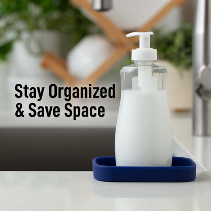 Zulay Kitchen (9x3.5in) Sponge Holder for Kitchen Sink - Flexible Heavy-Duty Multipurpose Sink Caddy - Counter Organizer for Kitchen, Bathroom, Makeup, Trinkets & More! (Grey)