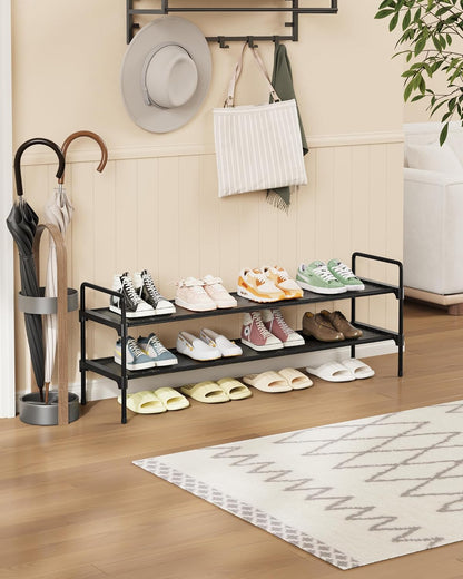 Kitsure Shoe Rack, 39" Wide Extra-Long Shoe Organizer, 3-Tier, Black | Closet, Front Door Entrance, Entryway, Stackable & Detachable Shelf, Closet Organizers and Storage