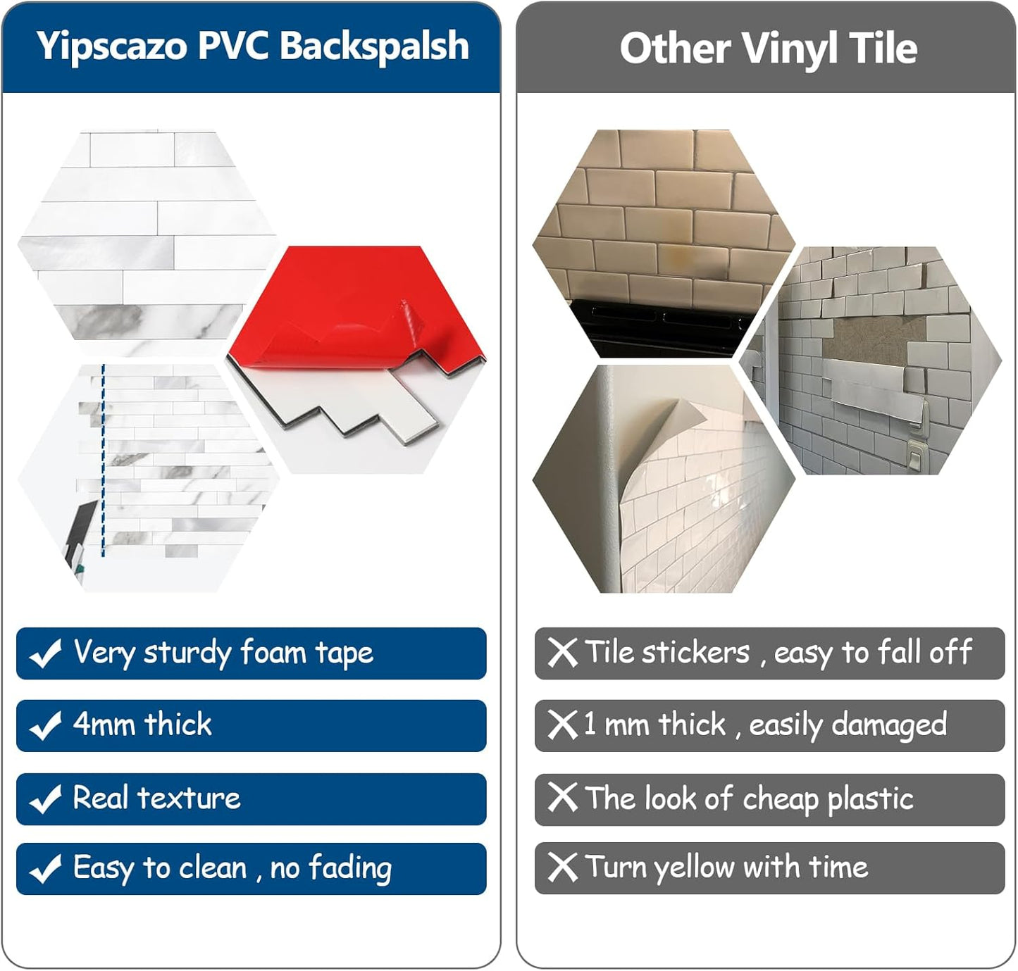 Yipscazo 2026 New Upgrade 11.34" X 11.57" Peel and Stick Backsplash, Stick on Backsplash Tiles for Kitchen, Bathroom, Fireplace (10 Sheets, Beige Rocks + Rose Gold)