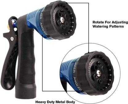 GREEN MOUNT Water Hose Nozzle Spray Nozzle, Metal Garden Hose Nozzle with Adjustable Spray Patterns, Perfect for Watering Plants, Washing Cars and Showering Dogs & Pets