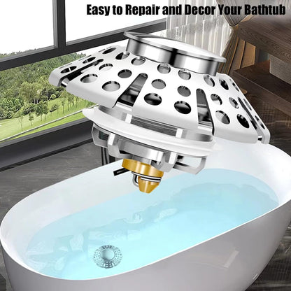 Anlige Bathroom Sink Drain Strainer, 2PCS 3 in 1 Pop Up Bathroom Sink Stopper with Removable Brass Basket Hair Catcher, Universal Sink Plug for 1.06 to 1.6in Drain Hole, Chrome Silver