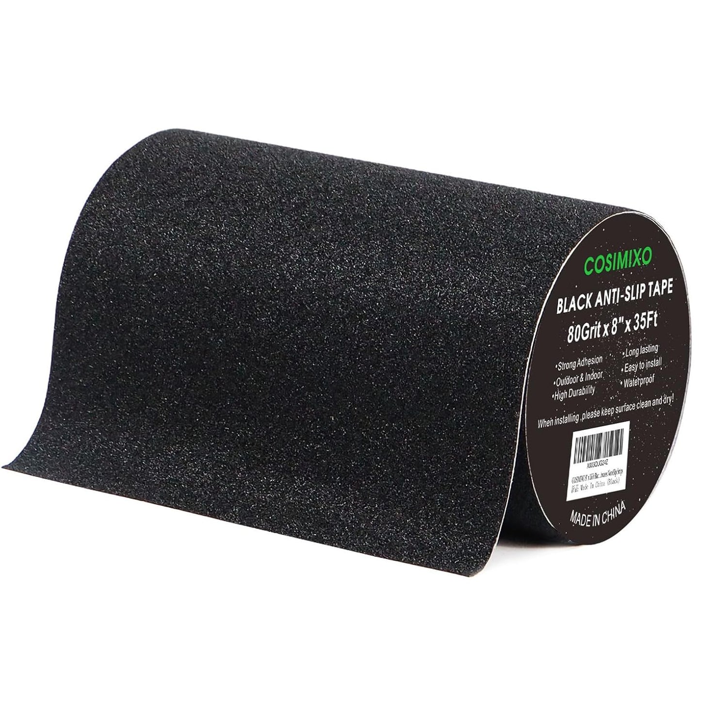 COSIMIXO 4" x 35Ft Heavy Duty Anti Slip Tape,Best 80grit Friction,Grip,Abrasive for Stairs Outdoor/Indoor Waterproof Grip Tape Safety Non Skid Tread Staircases Anti-Slip Traction Tape Black