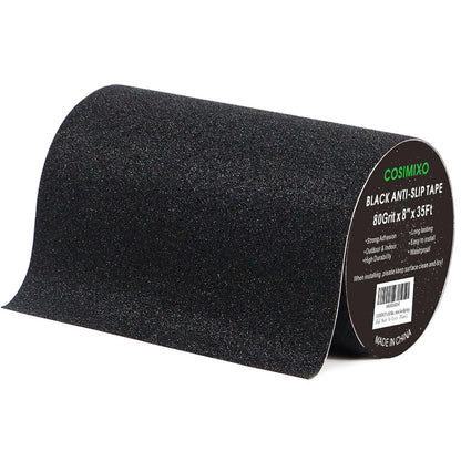 COSIMIXO 4" x 35Ft Heavy Duty Anti Slip Tape,Best 80grit Friction,Grip,Abrasive for Stairs Outdoor/Indoor Waterproof Grip Tape Safety Non Skid Tread Staircases Anti-Slip Traction Tape Black