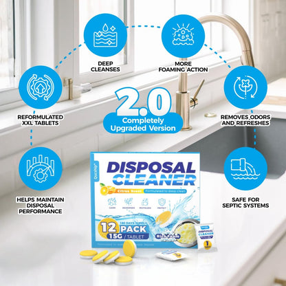 Garbage Disposal Cleaner and Deodorizer Tablets - 24 Pack, Powerful XXL Foaming Disposal Cleaner - Citrus Scented Foam, Natural Garburator & Sink Freshener, Septic Safe Kitchen Drain Cleaning Care