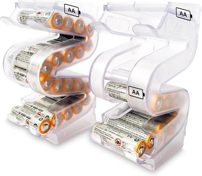 Battery Ladder Case - Battery Organizer & Dispenser (AAA & AA) | Stack It or Wall-Mount It To Dispense Batteries in First-In-First-Out Order, Tidy Storage for Home, Garage & Workshop