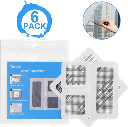 Screen Repair Patch Kit,Taocco Window and Door Screen Repair Kit,Strong Adhesive&Waterproof Fiberglass Covering Wire Mesh Repair for Holes and Tears,18 Patches(1⅞" x 1⅞" x 12pcs)（3⅞" x 1⅞" x 6pcs)