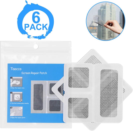 Screen Repair Patch Kit,Taocco Window and Door Screen Repair Kit,Strong Adhesive&Waterproof Fiberglass Covering Wire Mesh Repair for Holes and Tears,18 Patches(1⅞" x 1⅞" x 12pcs)（3⅞" x 1⅞" x 6pcs)