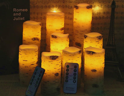 antizer Flameless Candles Led Candles Pack of 9 (H 4" 5" 6" 7" 8" 9" x D 2.2") Real Wax Battery Candles with Remote Timer for Home Fireplace Decor Wedding Festival Decor (Ivory 9 Pack)